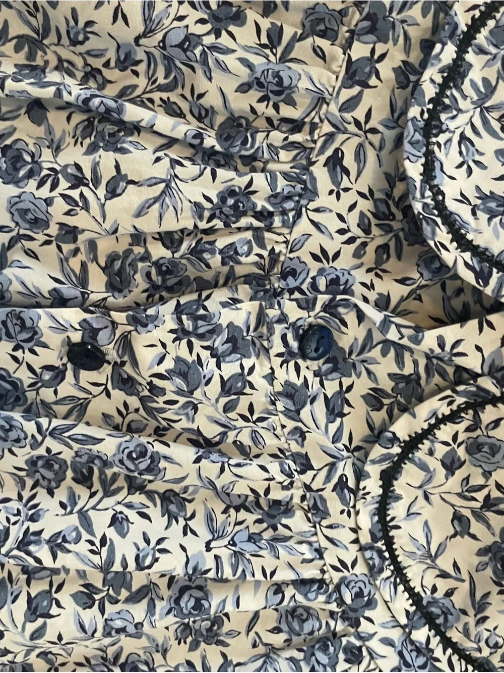 Baby Girls Blue Floral Cotton One-Piece Pajama Romper
